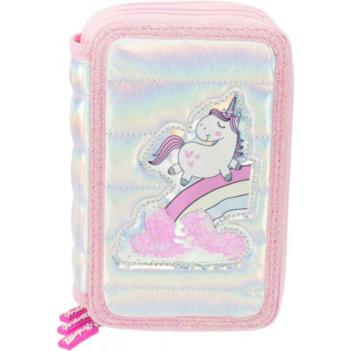 Picture of UNICORN 3 ZIP FILLED PENCIL CASE - PINK